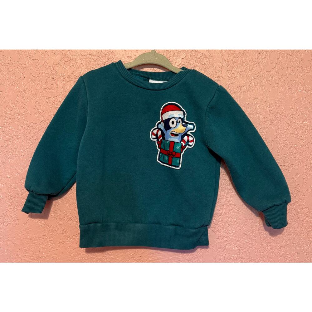 Bluey Christmas Sweater Infant Baby X-mas Wish List Cozy Teal Character 18M Top